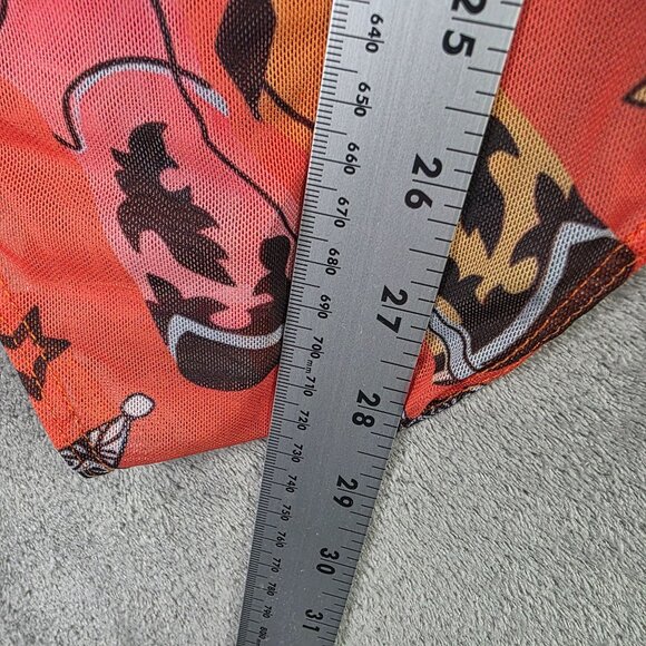 Womens Cowgirl Western Novalty Print Mesh Bodysuit Snap Closure Long Sleeve S - Picture 4 of 6